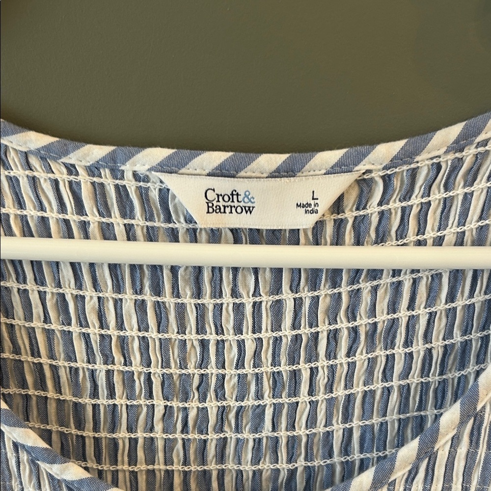 Croft & Barrow Blue and White Striped Midi Dress Size Large - Picture 3 of 5